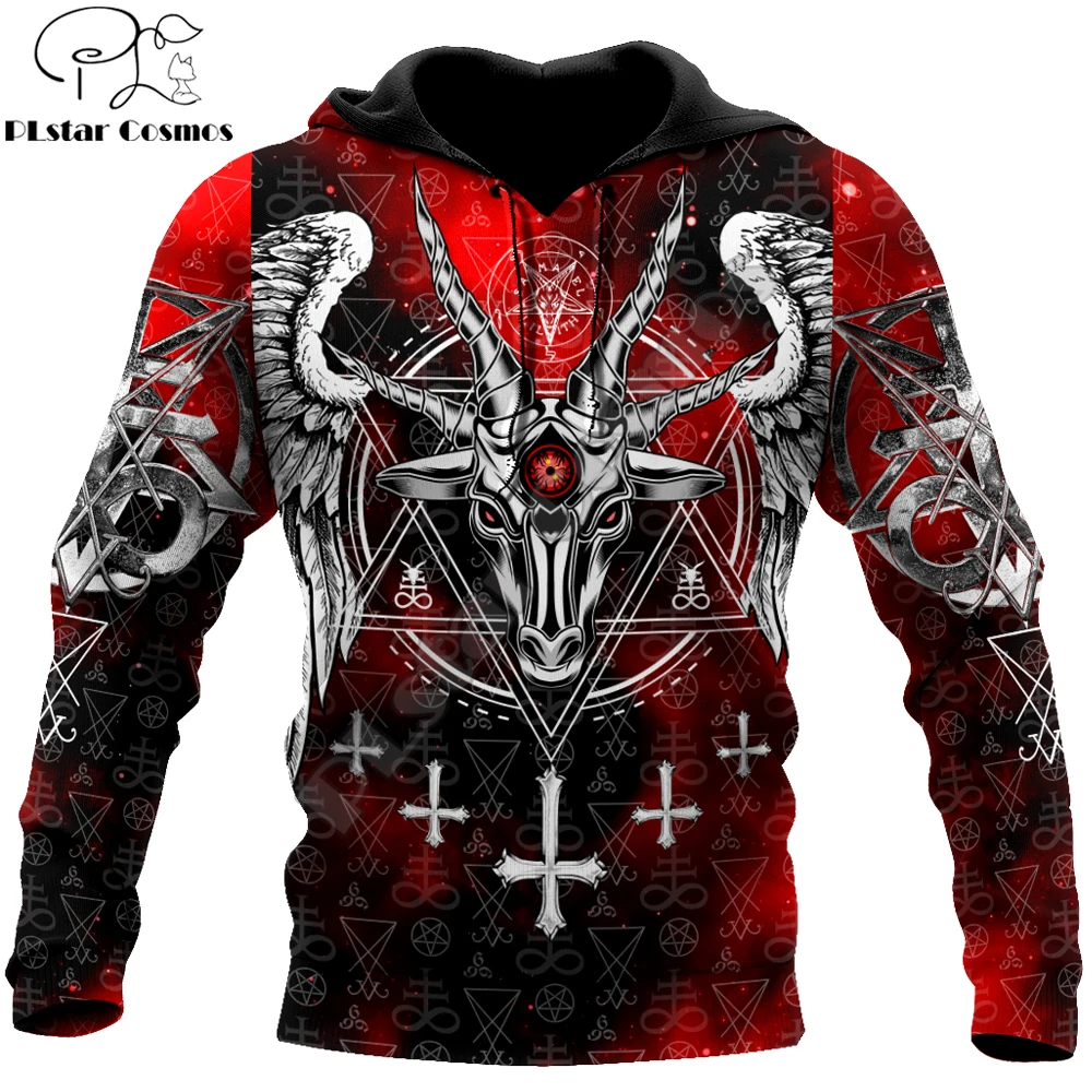 Мужская повседневная толстовка унисекс Красная со сатаническим дьяволом и 3D