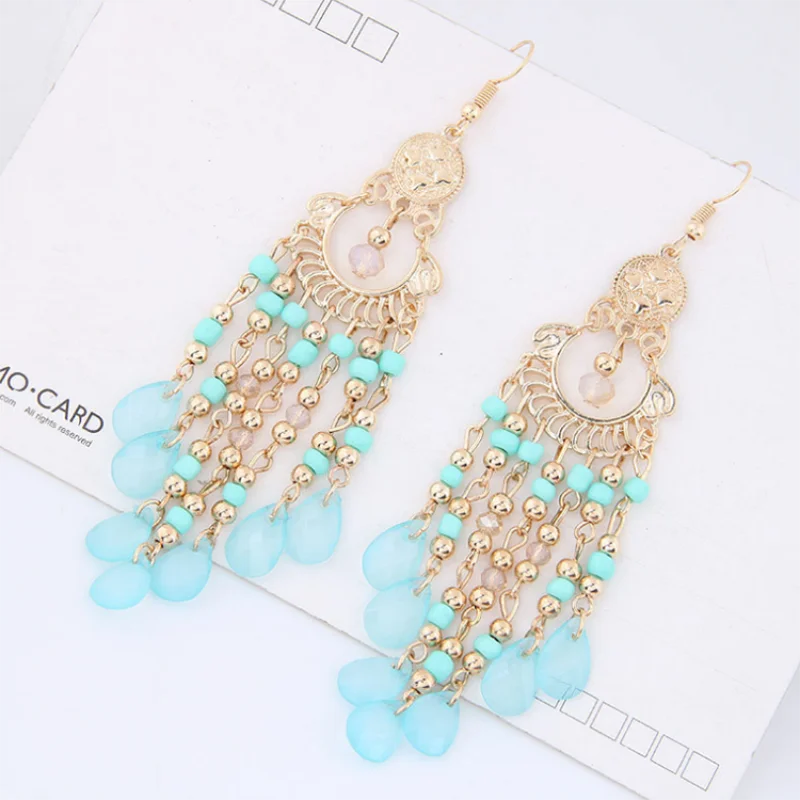 Богемные полимерные серьги ZHONGVI с бусинами и кисточками для женщин ручной работы