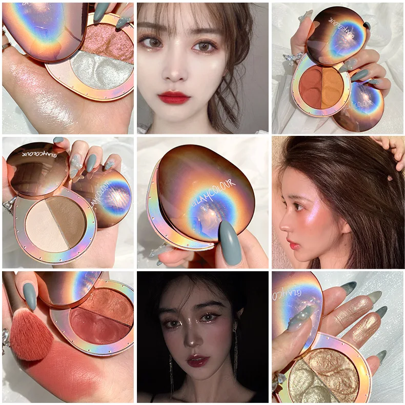 

Face Blush Pigmented Natural Cheek Blusher Palette Shimmer Powder Texture Contour Makeup Face Bronzer Highlighter Cosmestic