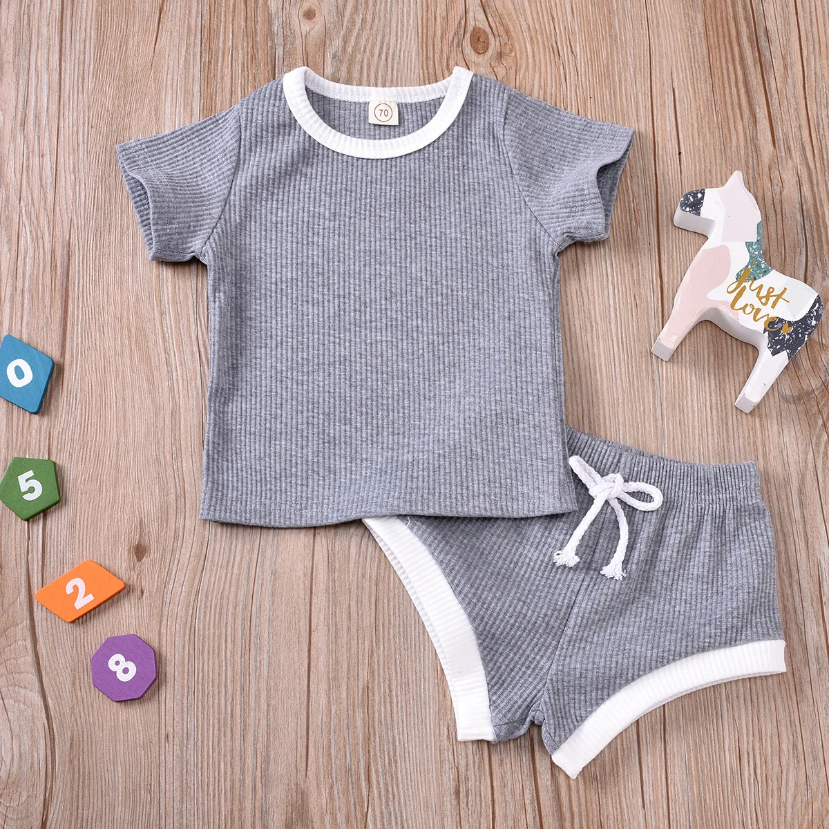 

2Pcs Fashion New Summer Newborn Baby Girls Boys Clothes Cotton Casual Short Sleeve Tops T-shirt Shorts Toddler Infant Outfit Set