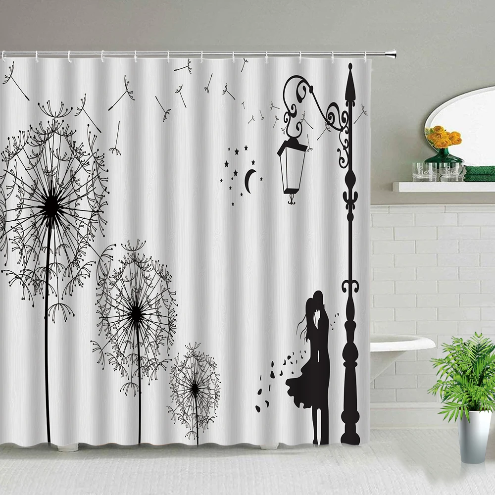 

Занавеска для душа с принтом в виде одуванчиков, цветов, растений, дня Св. Валентина, романтических влюбленных, тканевая занавеска для ванно...