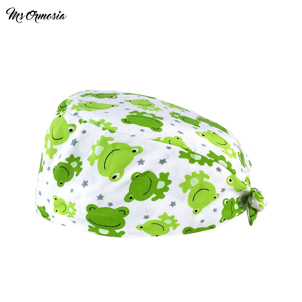 

Летняя эластичная шапка-скраб для спины унисекс, центр медицинского обслуживания, рабочий скраб, чистая шапка с мультяшным принтом, шапка-с...