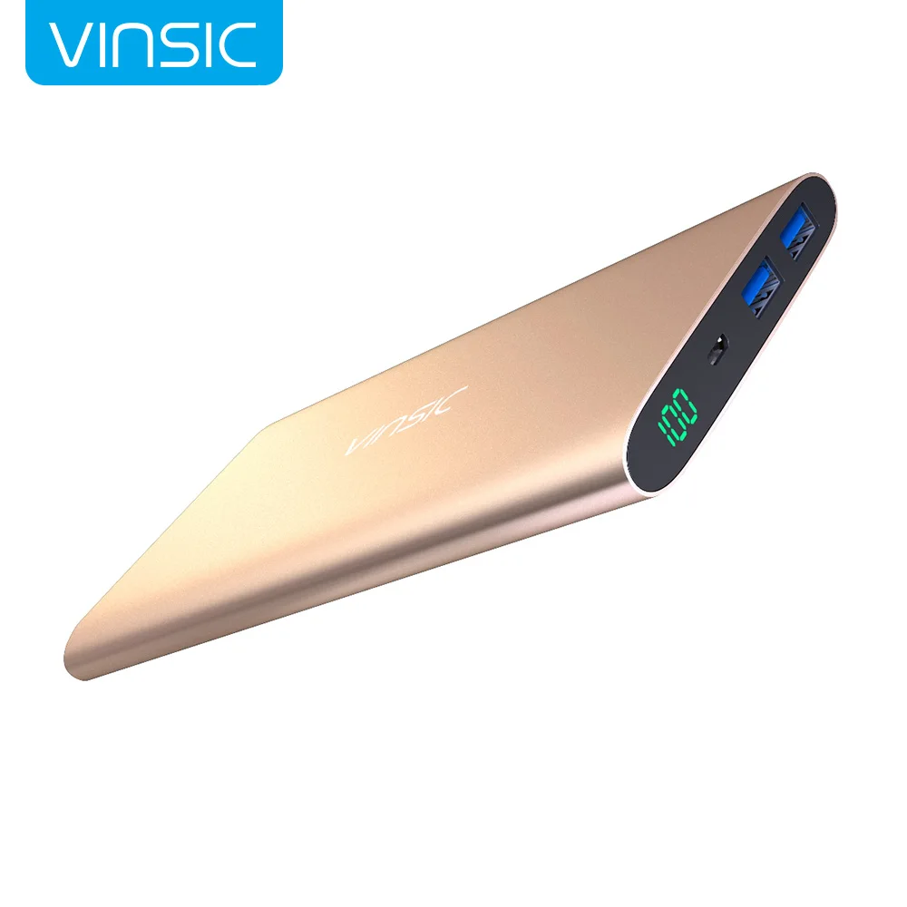 VINSIC power Bank 12000mAh портативное зарядное устройство 10000 mAh USB Внешнее для iPhone Xiaomi Mi 9 8| |