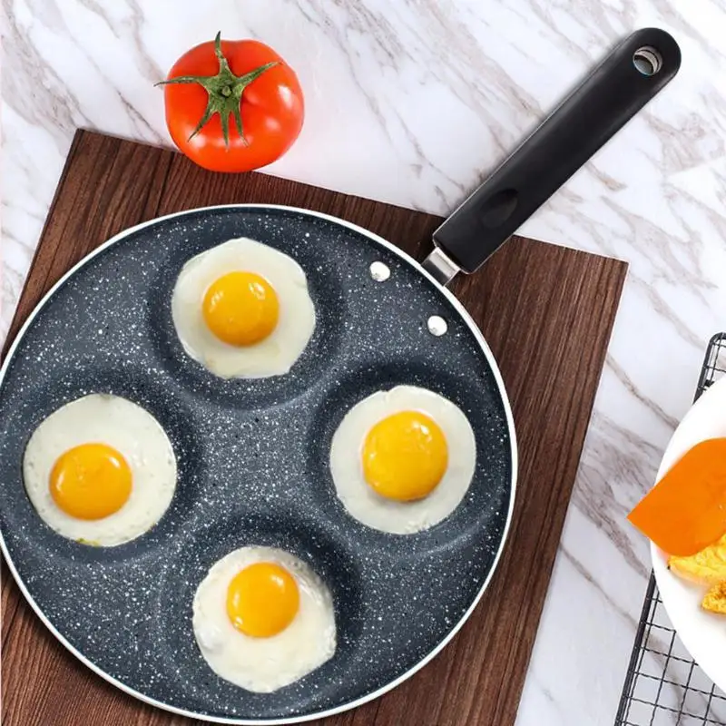 Сковорода с 4 отверстиями антипригарным покрытием ручка бакелита для яиц омлета