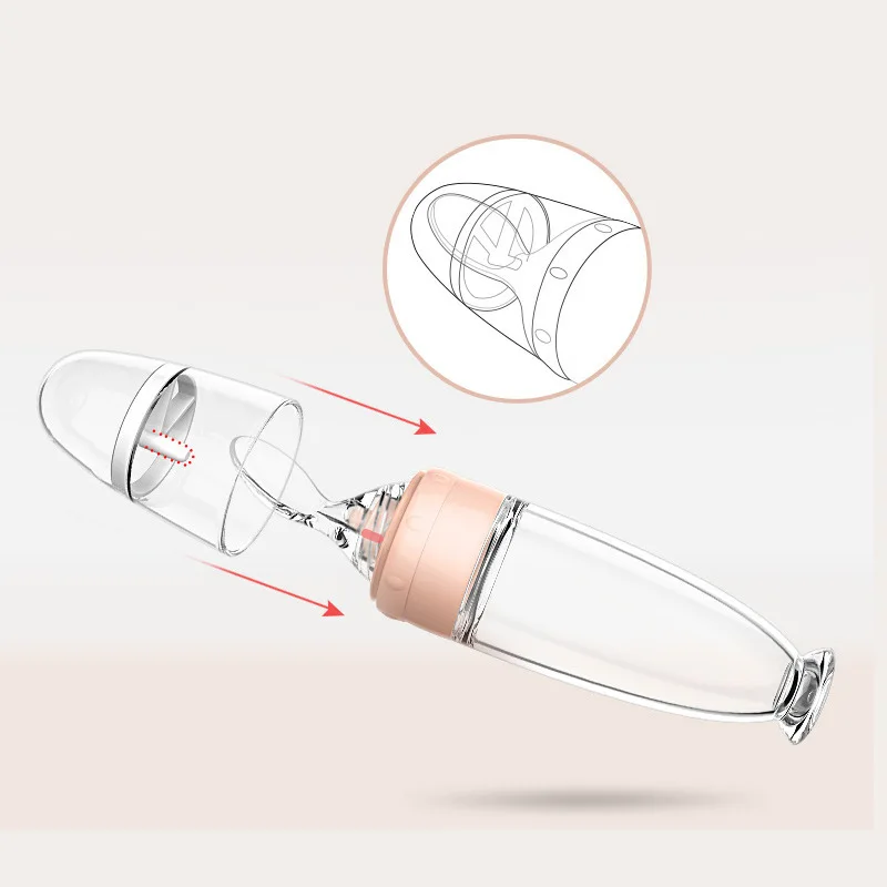 

Silicone Rice Cereal Bottle Baby Food Supplement Suction Cup Cereal Bottle Children Tableware Spoon