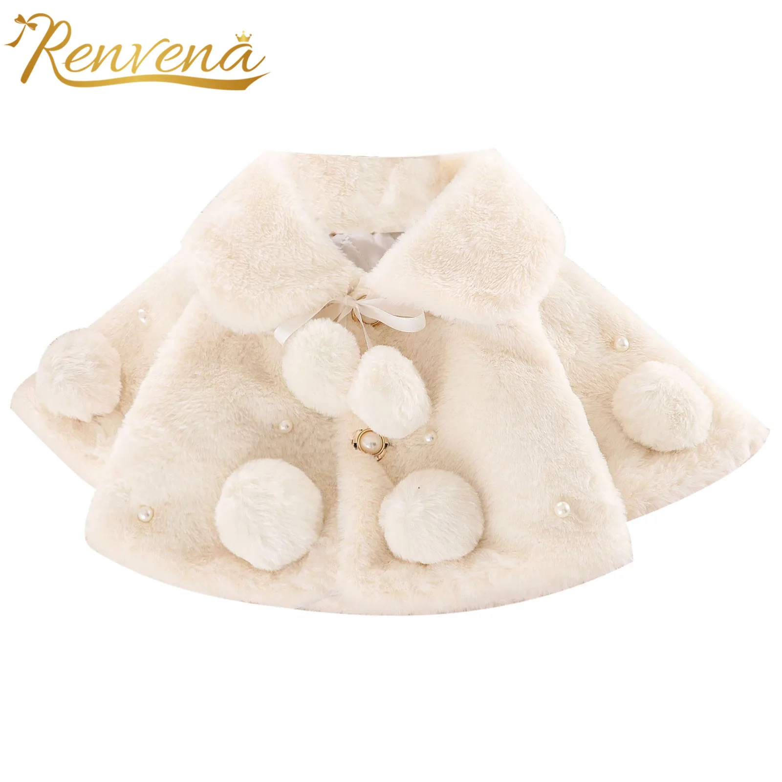 

Winter Baby Princess Warm Fur Cloak Jacket For Baby Girls Flower Girls Jacket Bolero Christmas Newborn Infant Outerwear Coat