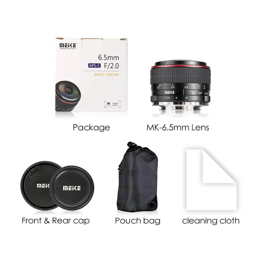 MEKE 6,5 мм ультра широкий f/2,0 круговой Рыбий глаз объектив для sony A6000, A6100, A6300, Nex3, Nex3n, Nex5, Nex5t, Nex5r, Nex6, Nex7 камера+ подарок