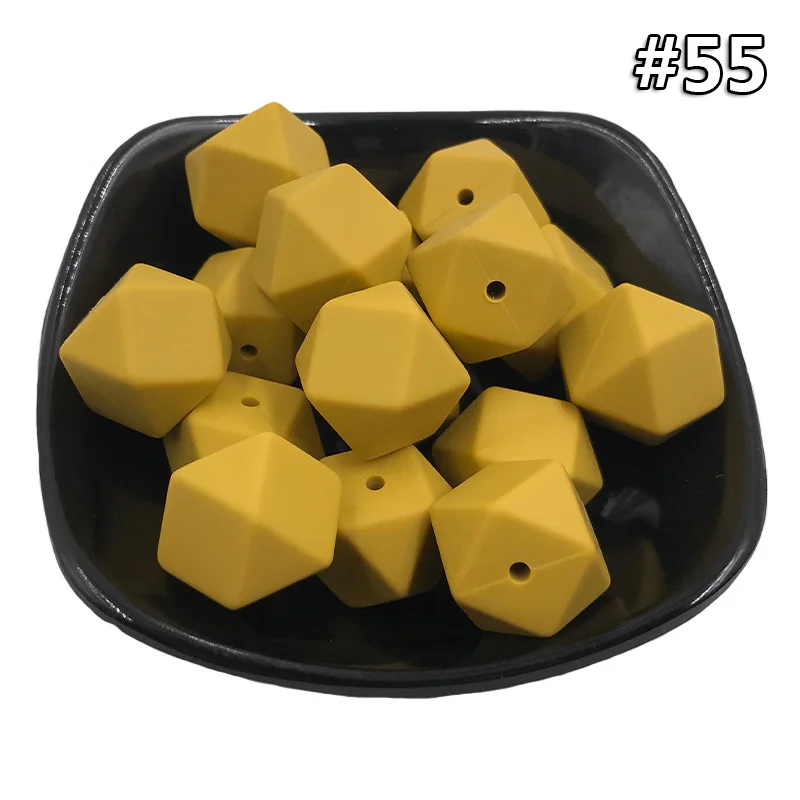 Silicone teether 55 10 шт. DIY 14 мм детский силиконовый Прорезыватель для зубов пищевой пустышки цепи шестигранные бусины аксессуары Детские Прорезыватели пустышки цепи игрушки - Цвет: Silicone teether 55