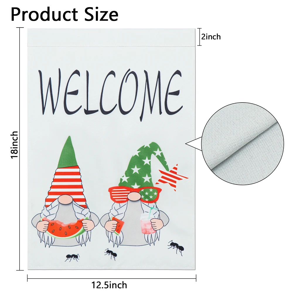 

1 Pcs Summer Garden Flag Beach Gnomes Custom Double-Sided Hanging Polyester Cloth Faceless Flag Holiday Outdoor Decoration