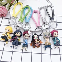 6pcs demon slayer keychains ghost kill blade animation peripheral key chains pendant keyrings collectible model toy for fans