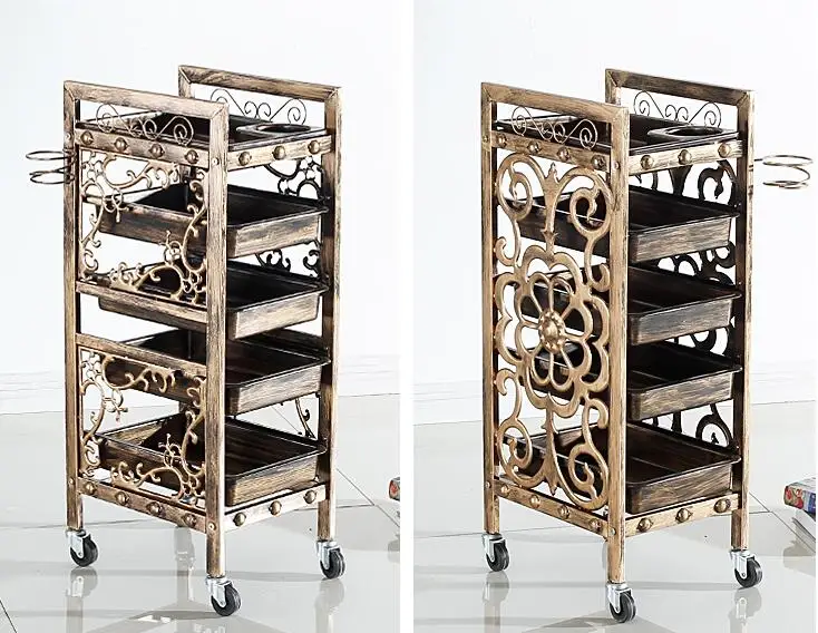 

Hair bar car hair salon special multifunctional mobile trolley retro barber shop hand-pushed oil dyeing tool car