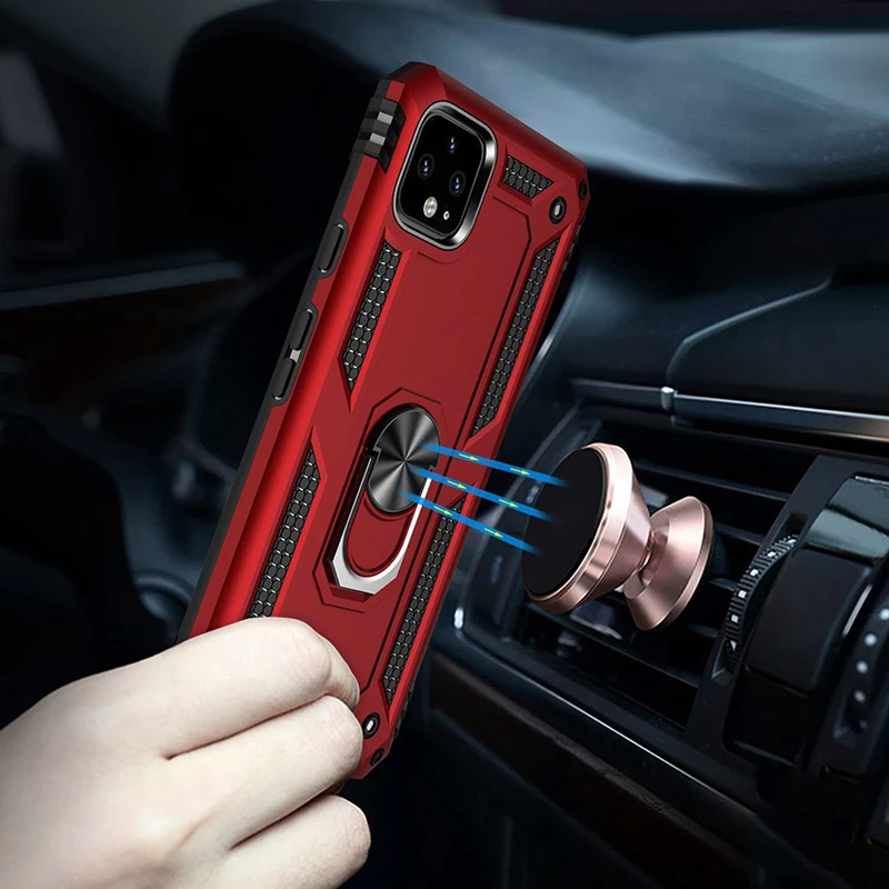 

Armor Soft Shockproof Case For iPhone 11 Pro Max X XR XS Max For iPhone SE 6 6S 7 8 Plus Car Ring Stand Holder Protective Case