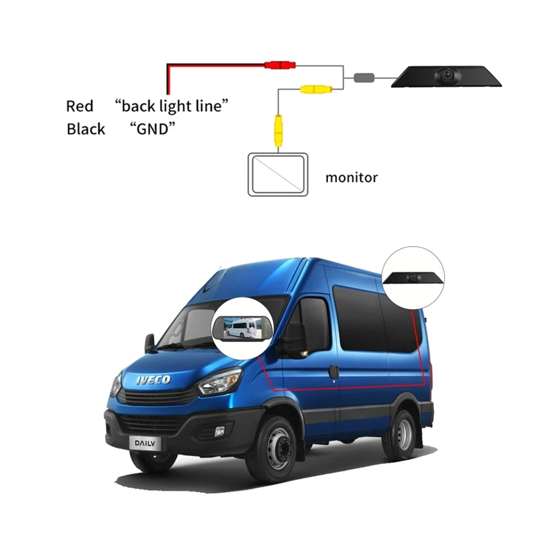 

Car Waterproof High Brake Light Reversing Camera Rear View Camera for IVECO Daily 4 Gen 2011-2014