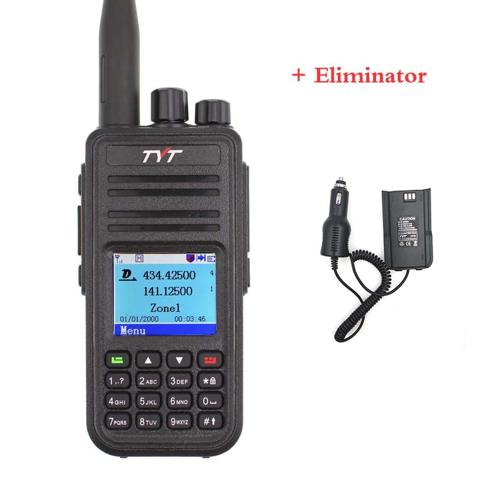 Двойной дисплей цветной рации TYT MD-UV380 двухдиапазонный радио VHF+ UHF Цифровой DMR двухстороннее радио MDUV380 Dual Time slot transcei - Цвет: with-Eliminator