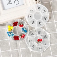 portable round pill case large capacity a week compartment pill box white transparent outing travel home pill medicine container