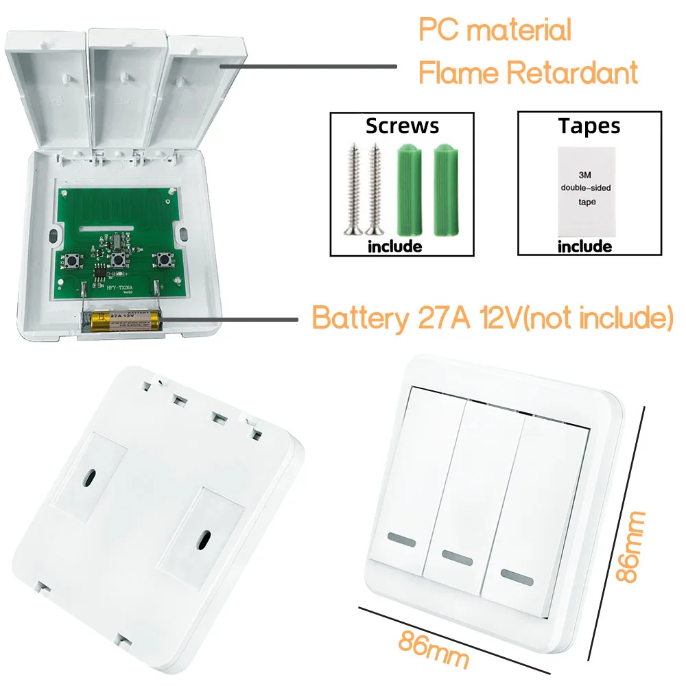 

MINI RF Wireless Switch 433MHZ Timer 16A MINI 2Way Remote Controller with Push Button Wall Panel Switch,for LED Home Appliance