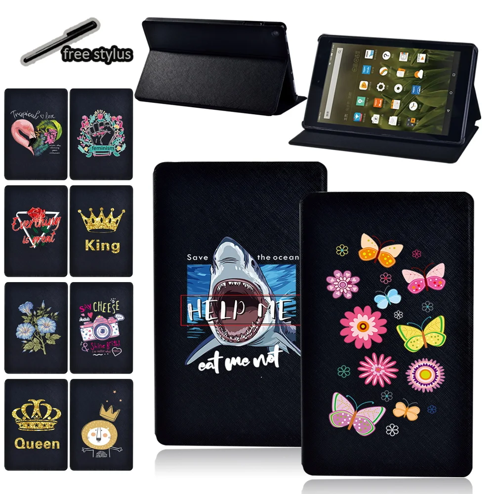 

Tablet Case for Amazon Fire HD 8 Plus/HD 8 (10th/6/7/8th Gen)/Fire 7 (5/7/9th Gen)/HD 10 (5/7/9th Gen) Cover Case + Stylus