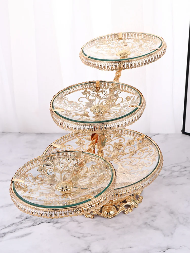 Кофейный столик Креативная фруктовая тарелка Световой роскошный закаленное стекло Многоуровневое европейское украшение на.