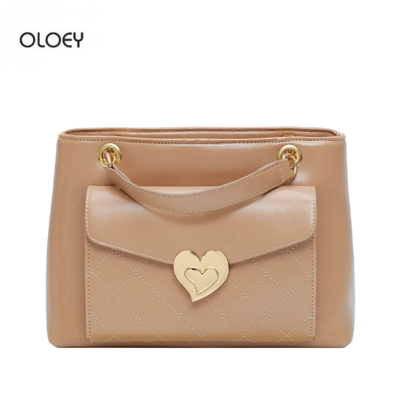 OLOEY Новый PU Lingge женские цепи сумки из натуральной кожи модные в форме сердца
