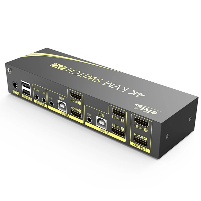 

EKL-212HK HDMI KVM Dual-Screen Switch Dual-Screen Extended Output Dual-Channel HDMI 2.0-US Plug