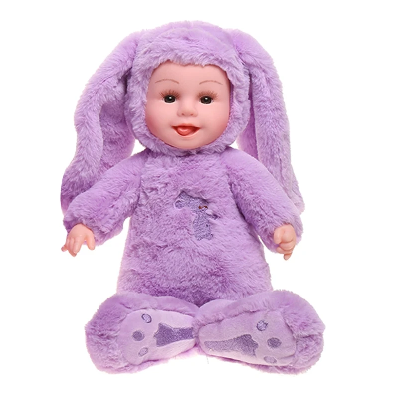 

35cm/13in Baby Cuddle Doll with Vinyl Face & Hands Fluffy Plush Surface Vivid Reborn Rabbit Toy for Infant Toddler Girls