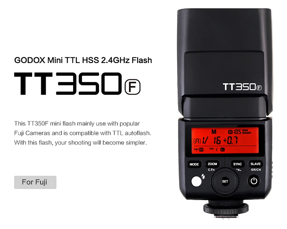 В наличии Godox TT350F для Fujifilm Mini Speed lite вспышка камеры TTL HSS GN36 высокоскоростная