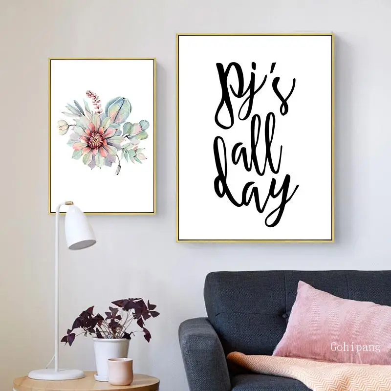 Настенный плакат с зелеными кактусами и суккулентами в скандинавском стиле