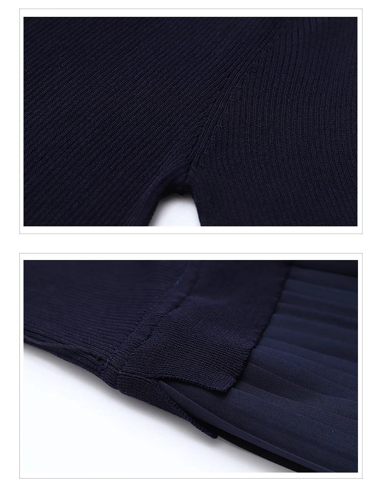 

Knit pleated dress 2019 new fall winter long sleeve Printed stitching dress Fashion Retro high quality plus-size women's wear