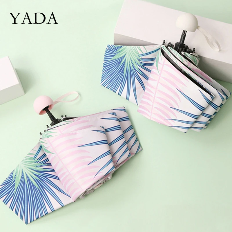 Dobrável para as Mulheres Yada Nova Folha Padrão 8 Ossos Mini Bolso Guarda-chuvas Guarda-sol Guarda-chuva uv Ys200113 2021 Ins