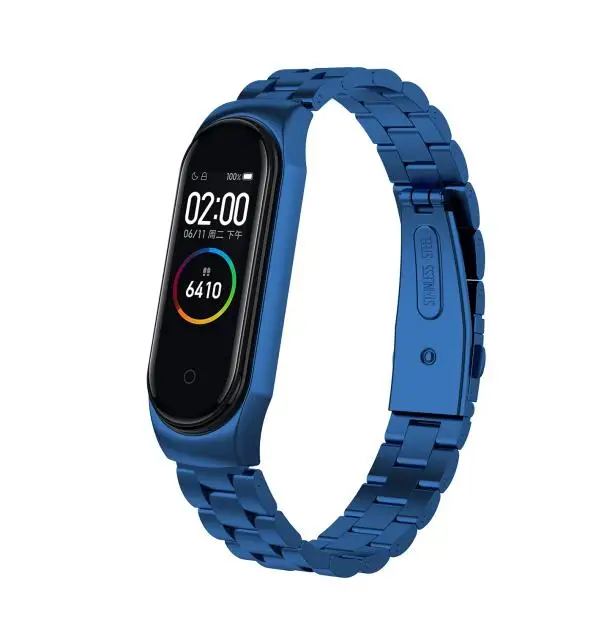 Mi Band 3 4 ремешок из металлической нержавеющей стали для Xiaomi mi Band 3 ремешок совместимый браслет mi band 3 браслеты Pulseira mi band3 - Цвет ремешка: Blue