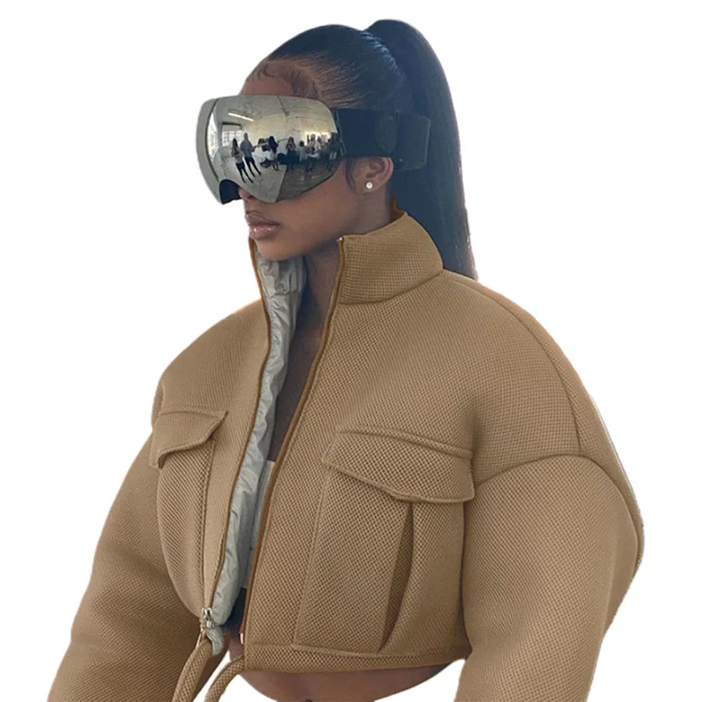 Куртка женская сетчатая в клетку трендовая водолазка на молнии укороченный