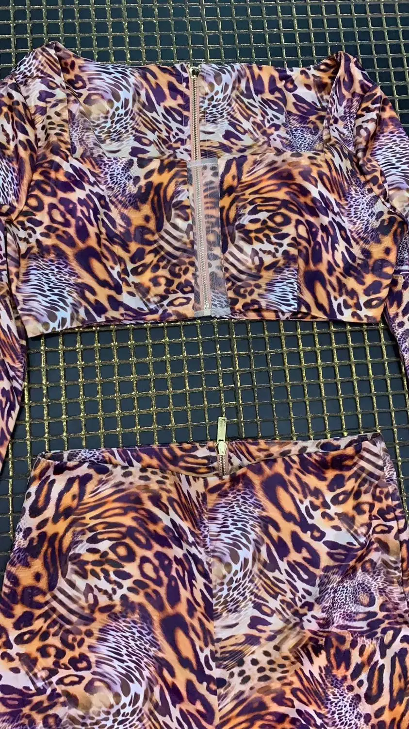Комплект с леопардовым принтом, с длинными рукавами, винтажный, клубный, одежда для коктейльной вечеринки от AliExpress RU&CIS NEW