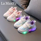 Детские светящиеся кроссовки, обувь для девочек, размеры 21-30