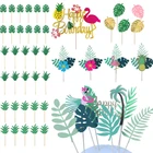 Фламинго, ананас, летний кактус, топперы для торта, декор для гававечерние, Алоха, Луау, свадьбы, флажки для торта