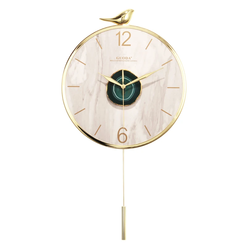 

Luxury Wall Clock Metal Home Living Room Decoration Wall Watches Home Decor Agate Clocks Modern Creative Mute Gold Kitchen Clock