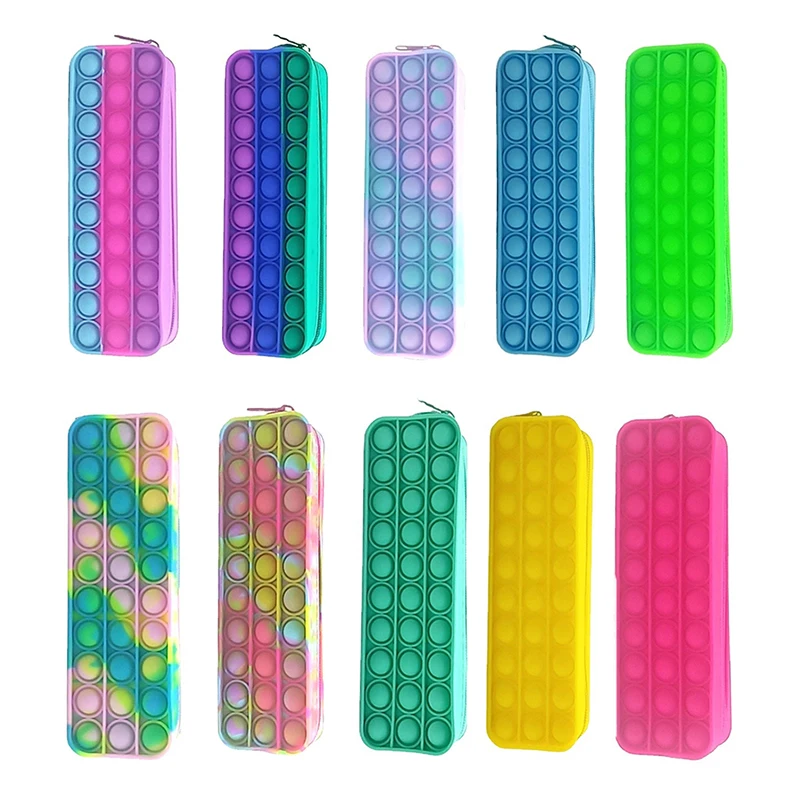 

2 pcs/set Silicone Purse Push Popp It Bubbles Simple Dimple Stationary Bag Popper Sensory Poppet Pencil Case Fidget Toys Poppit