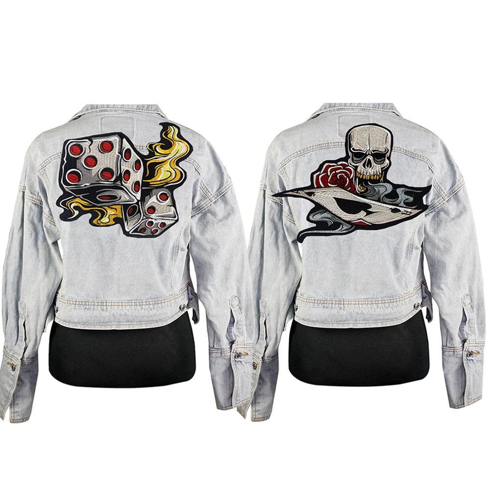 Большие нашивки с изображением игральных карт черепа мотоциклетные вышивкой из