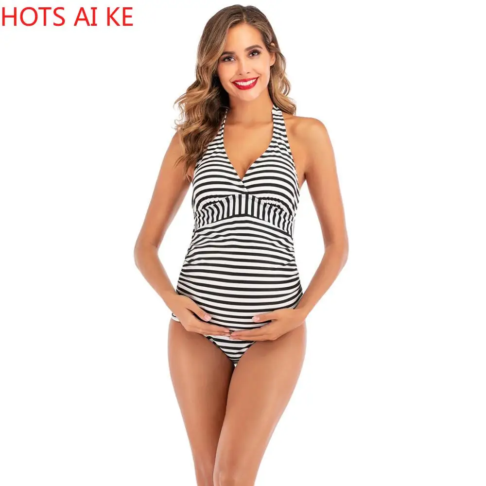 

Women's Pregnancy Vintage Swimsuit Beachwear Push-up Pure and fresh stripe print Bikini