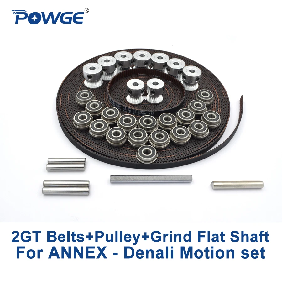 

POWGE ANNEX - Denali Set GT2 LL-2GT RF Open Timing Belt 2GT 16T 20T pulley 188 loop belt 5mm Shaft Bearing F695 2RS MOTION PARTS