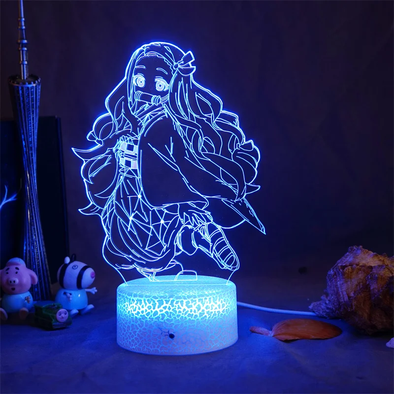 

Manga Demon Slayer Anime Figure Kimetsu No Yaiba Tanjiro Kamado Desk Lamp Led Panel Lights For Home Decoration Bedroom Gift Lamp