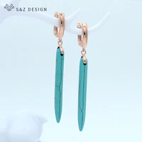 sz long synthetic turquoises dangle earrings personality simple vintage eardrop for women girl wedding party jewelry gift