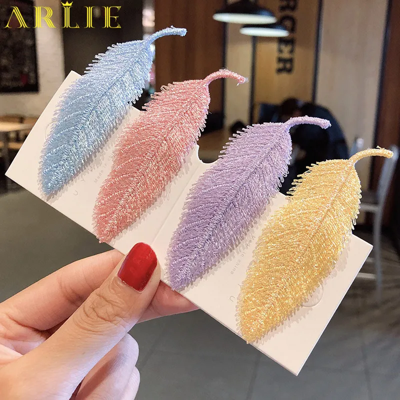 Новые женские милые разноцветные заколки для волос с кружевными листьями модные