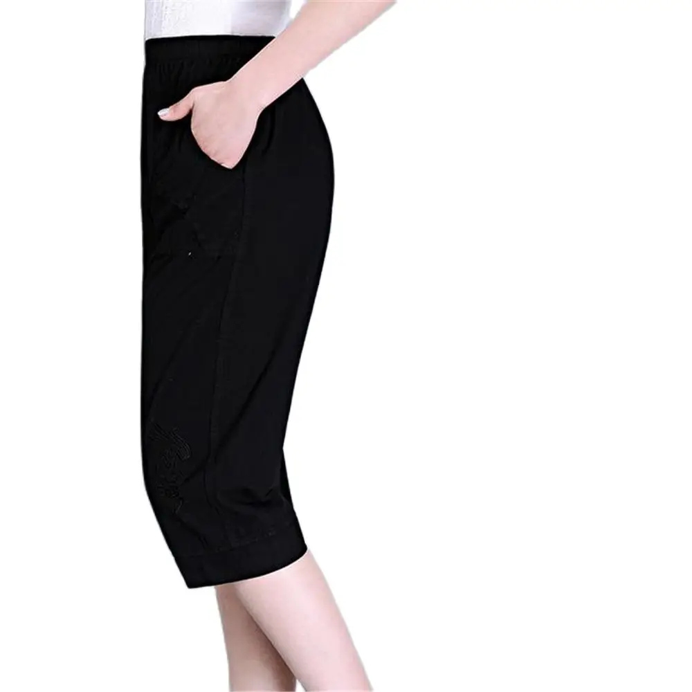 2021 Womens High Waist Pants Woman Candy Color Straight Calf-Length Pants Hot Sale Women 100% Cotton Capris Pants Female Summer