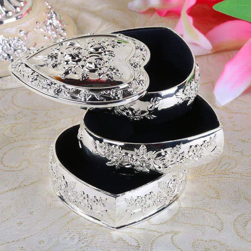 Creative European Style Retro Multi-Layer Rotating Jewelry Box High-End Exquisite Desktop Storage Heart-Shaped Jewelry Box