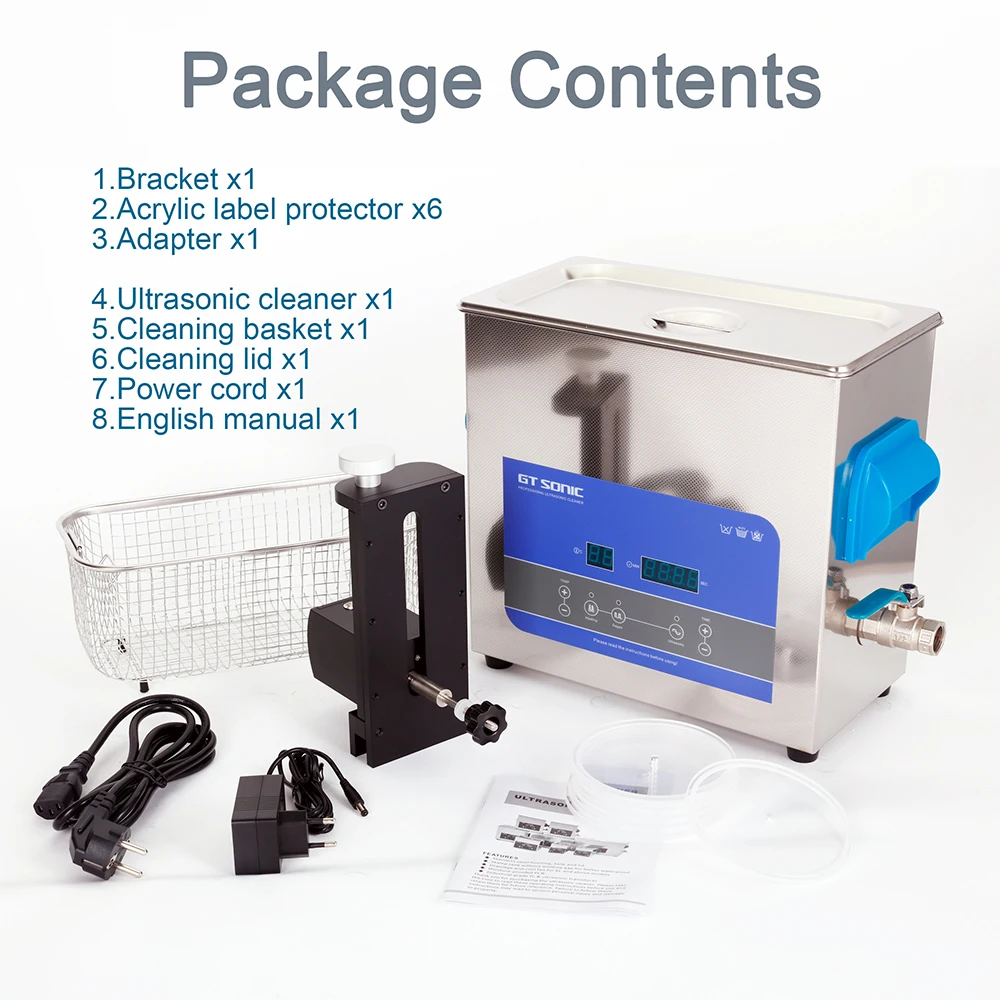GTSONIC 6L Ультразвуковой очиститель виниловых пластинок с кронштейном для мытья 7 12
