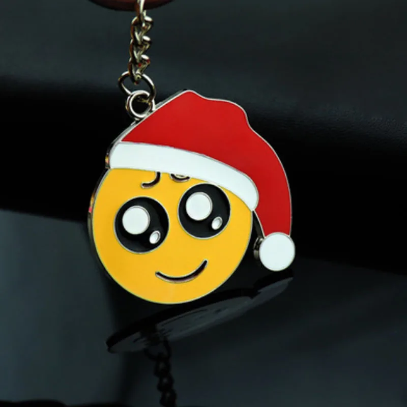 Мультфильм брелок Рождество Diy смайлик лицо Pom pom ПВХ сумки брелки для ключей цепь нейтральный пом брелок на подарок красный