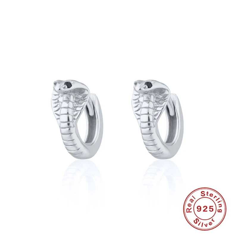 Серьги-кольца ROXI в виде змеи с кристаллами черного циркона для женщин и мужчин