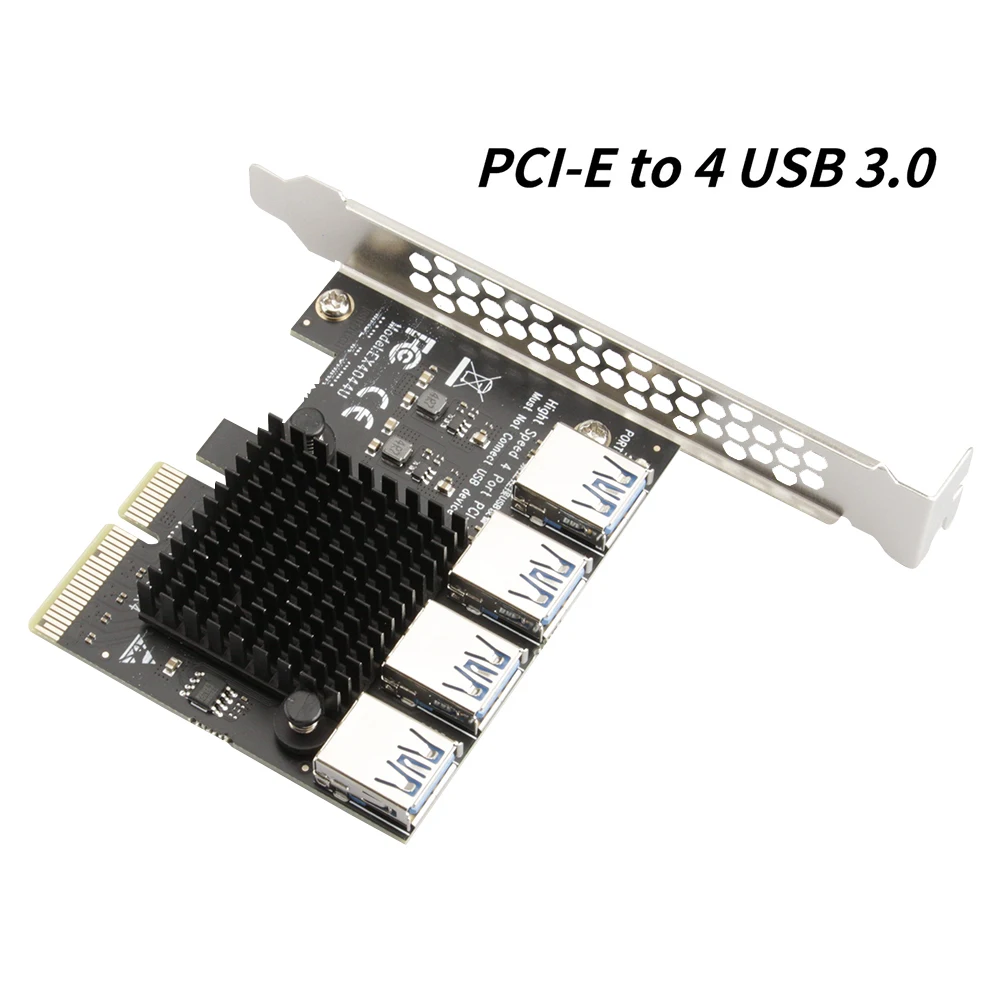 

PCI-E Express Riser Card 4X 1 to 4 USB 3.0 Port Riser for BTC Mining Miner Multiplier Expansion Card Desktop Computer Extender