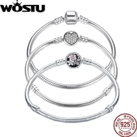 wostu authentic 925 sterling silver original bracelet bangles fit diy charms beads pendant women fine jewelry gift making
