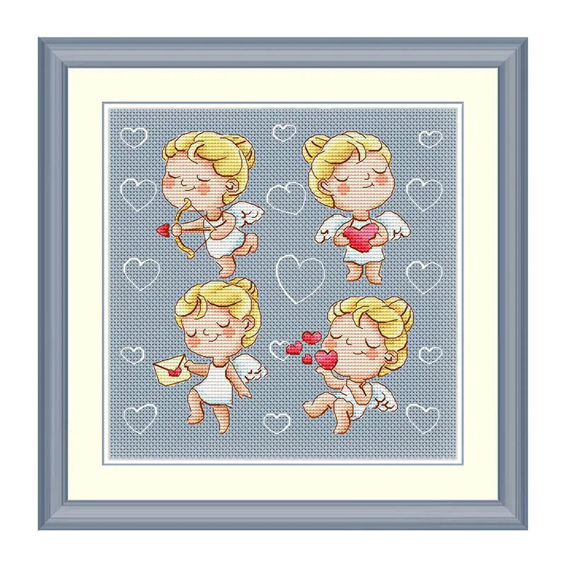 

Набор для вышивки крестом Angel girl 14CT, голубая ткань